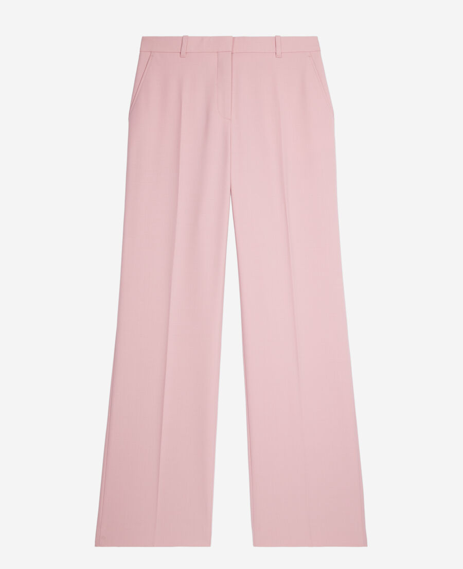 pantalon tailleur rose en laine mélangée