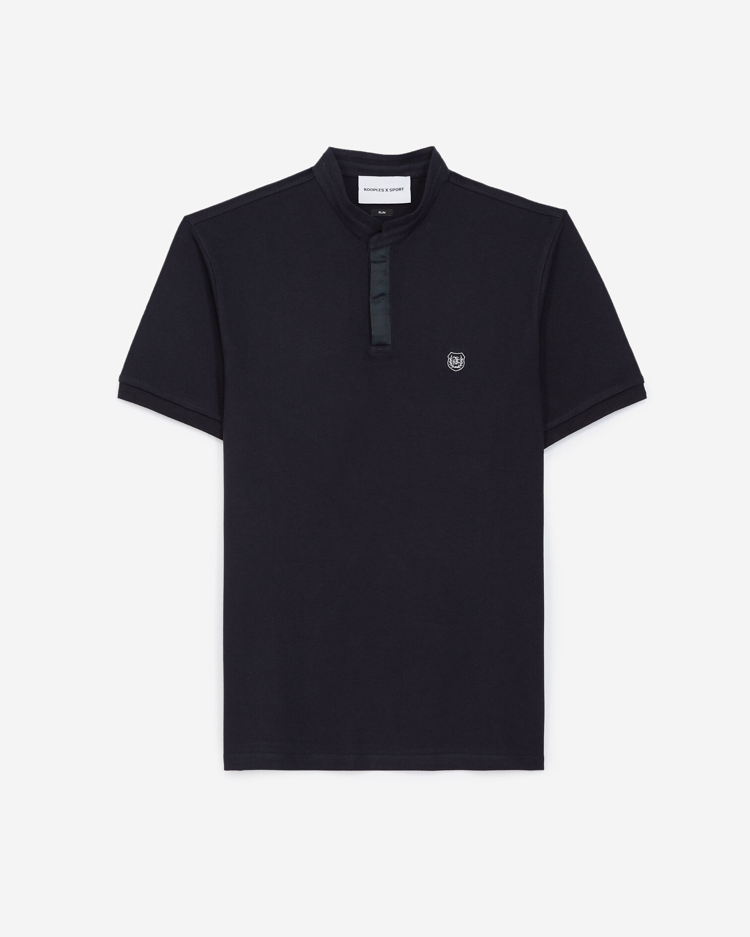 Polo bleu marine col officier logo blanc, DARK NAVY, hi-res image number null