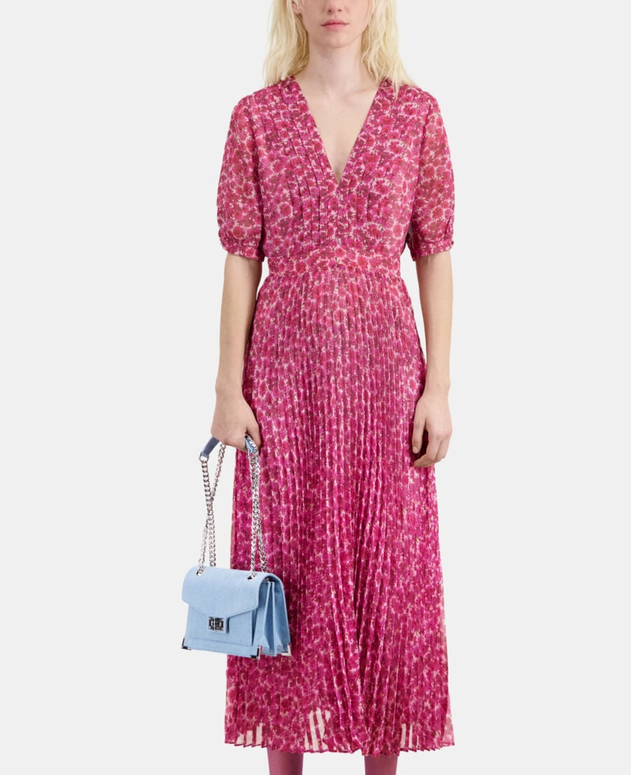 The Kooples WOMEN PINK printed pleated long dress