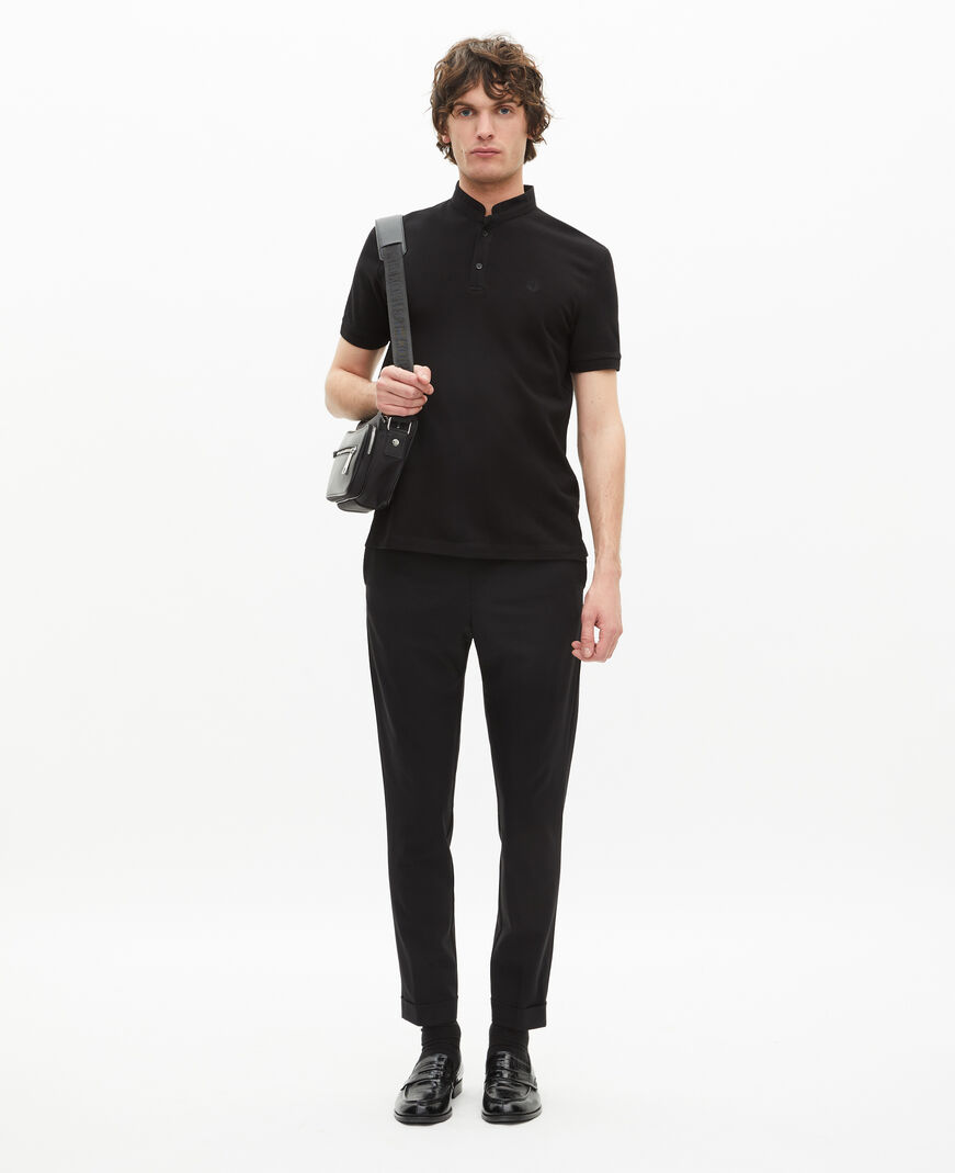 The Kooples MEN BLACK black pique cotton polo t-shirt