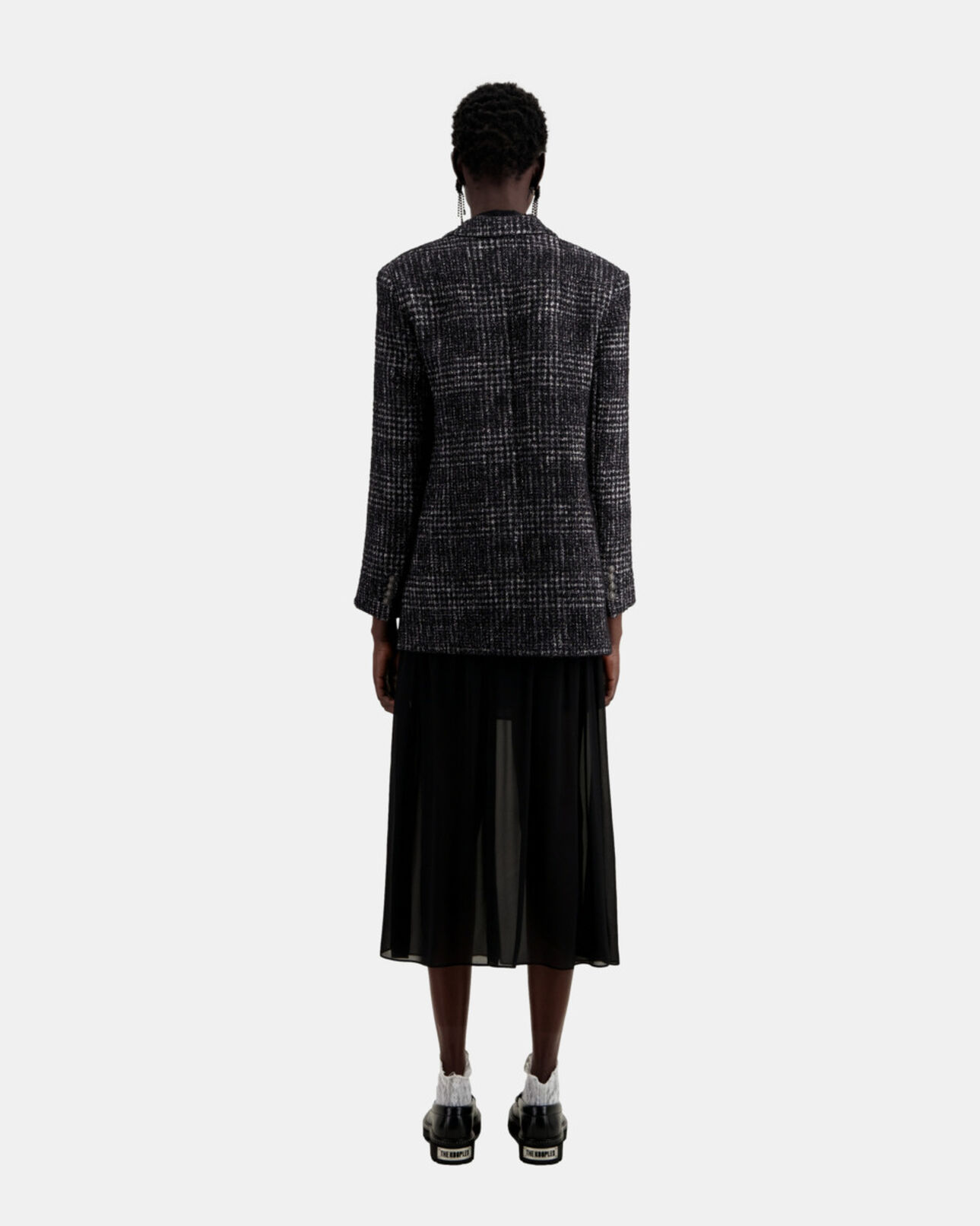 The Kooples DAMEN BLACK WHITE schwarz-weißer blazer aus tweed