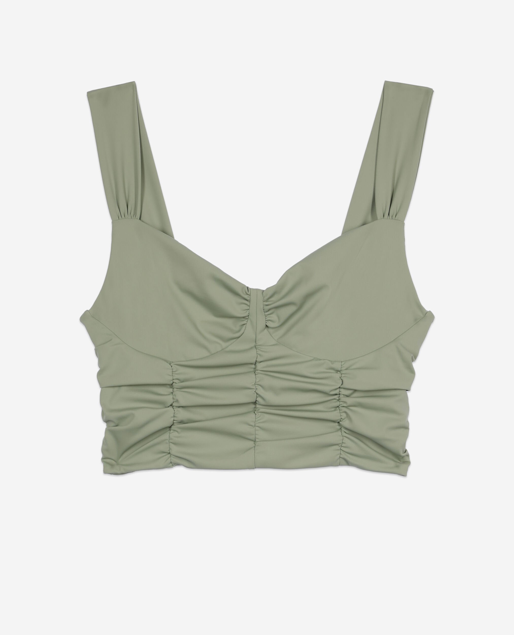 Top court avec fronces vert clair, KAKI GREY, hi-res image number null