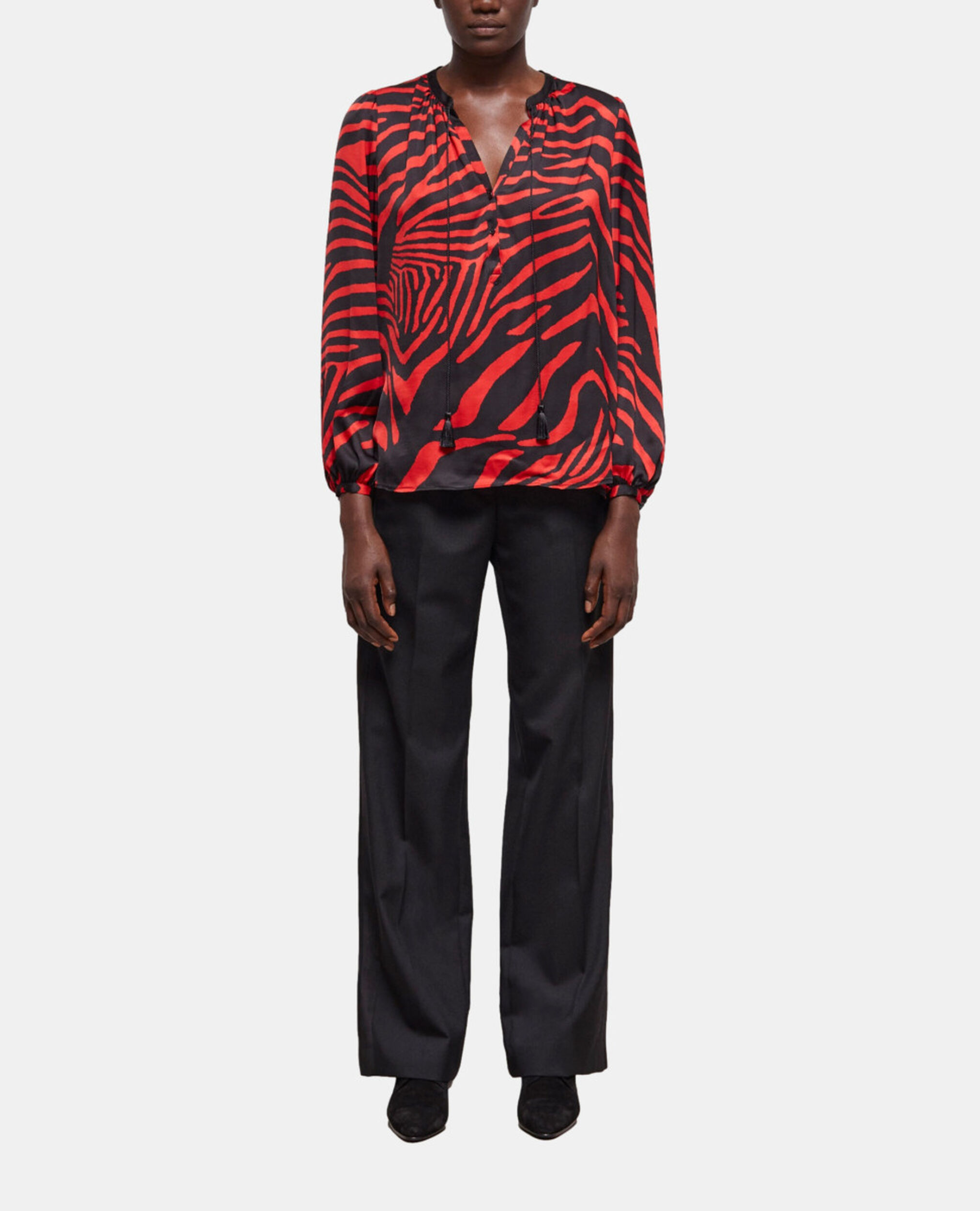 Blouse imprimée zébré rouge, BLACK - RED, hi-res image number null