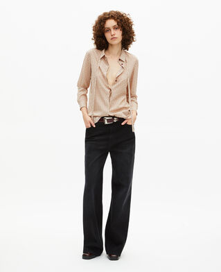 The Kooples F BEIGE / RED shirt with beige polka-dot lavaliere