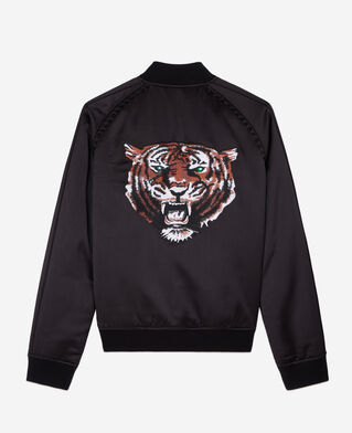 The Kooples HERREN BLACK schwarze jacke mit „wild tiger“-stickerei