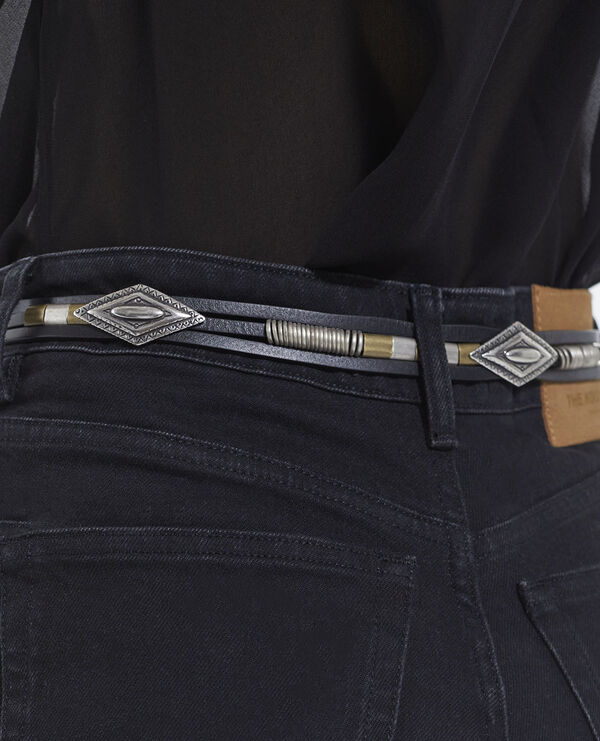 black leather belt with western buckle