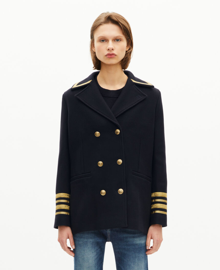 The Kooples F NAVY officer's pea jacket in navy wool