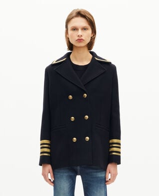 The Kooples F NAVY officer's pea jacket in navy wool