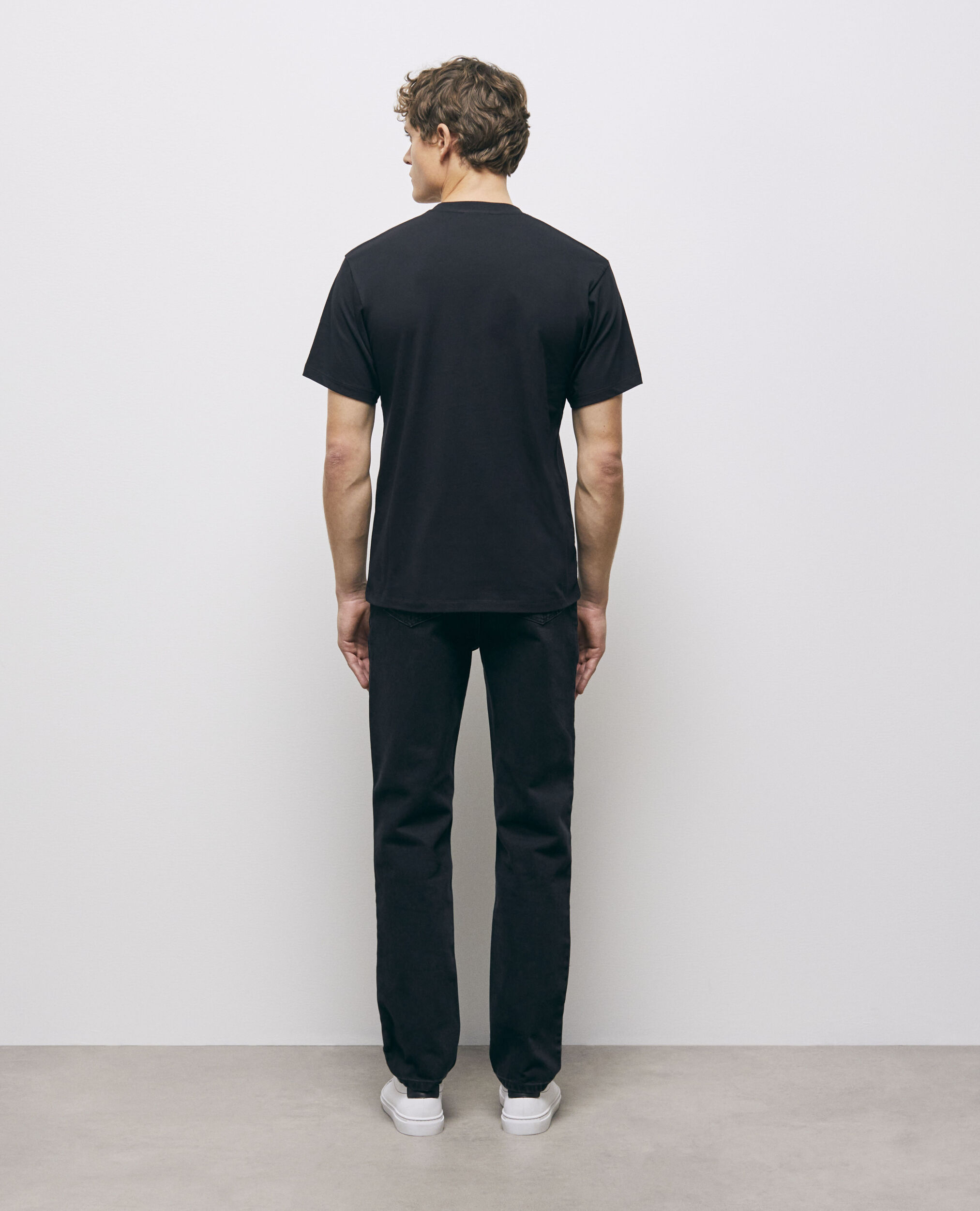 T-shirt noir coton imprimé, BLACK, hi-res image number null