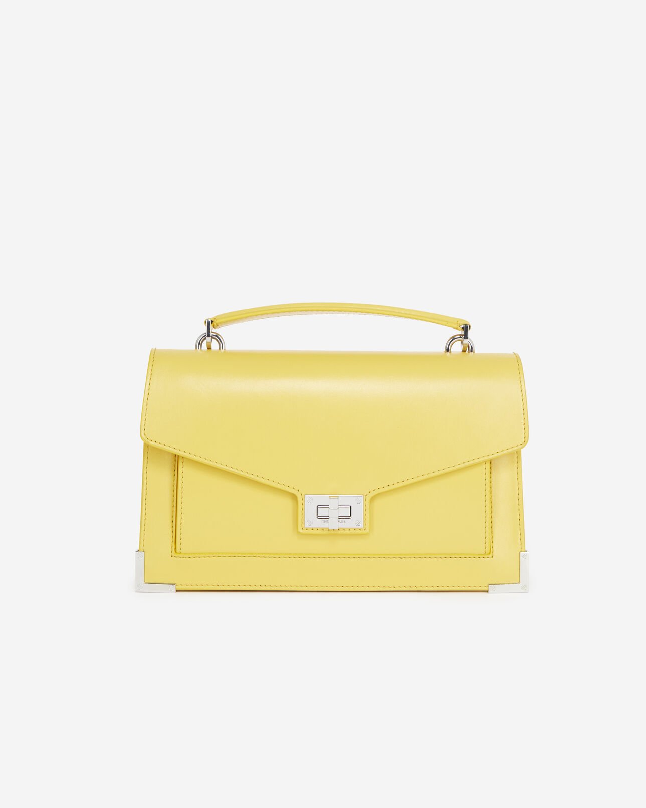 The Kooples WOMEN BRIGHT YELLOW medium emily bag in pastel yellow leather