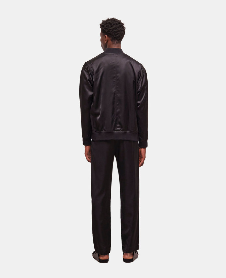 schwarze jacke mit satin-effekt
