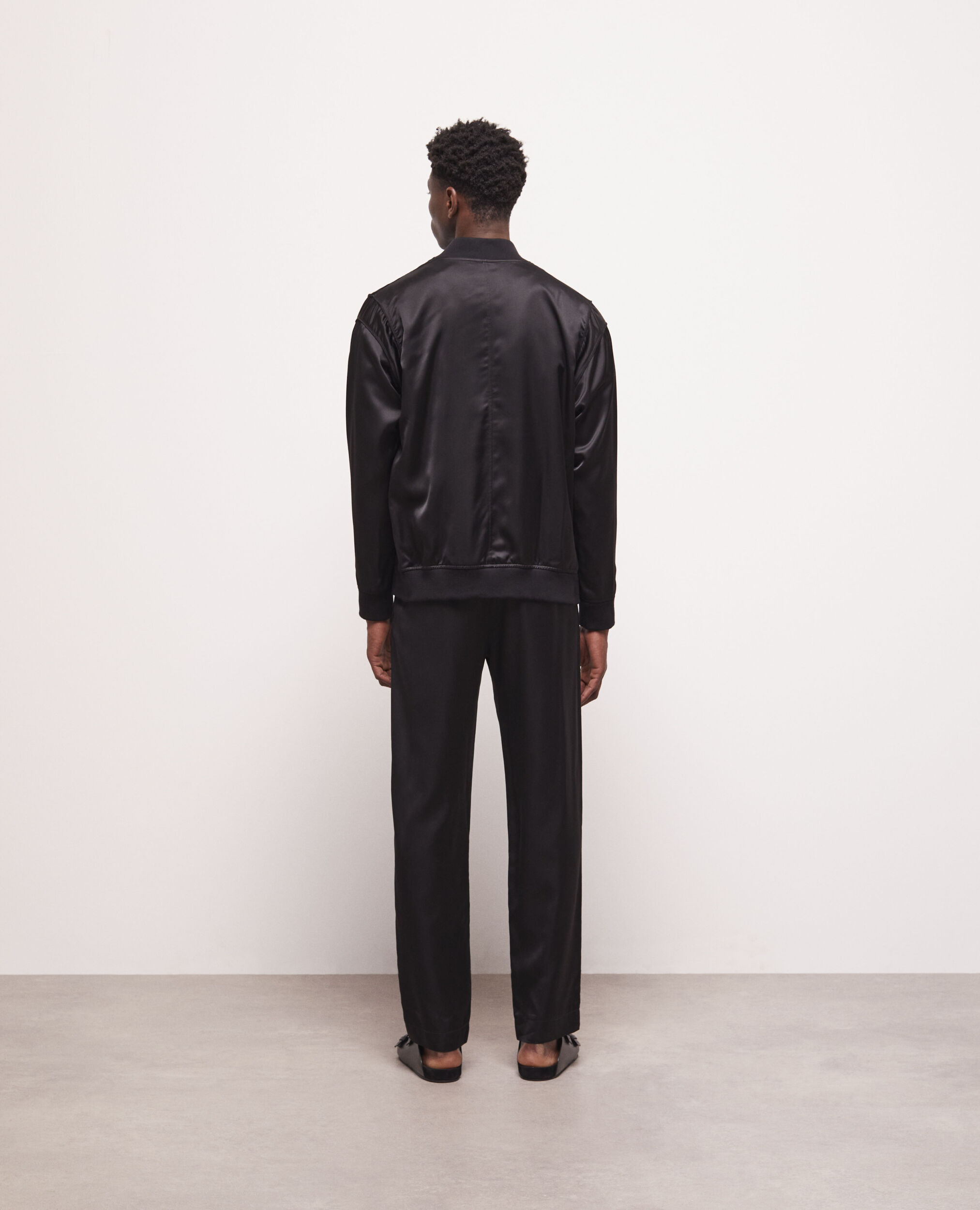 Black satin effect jacket, BLACK, hi-res image number null