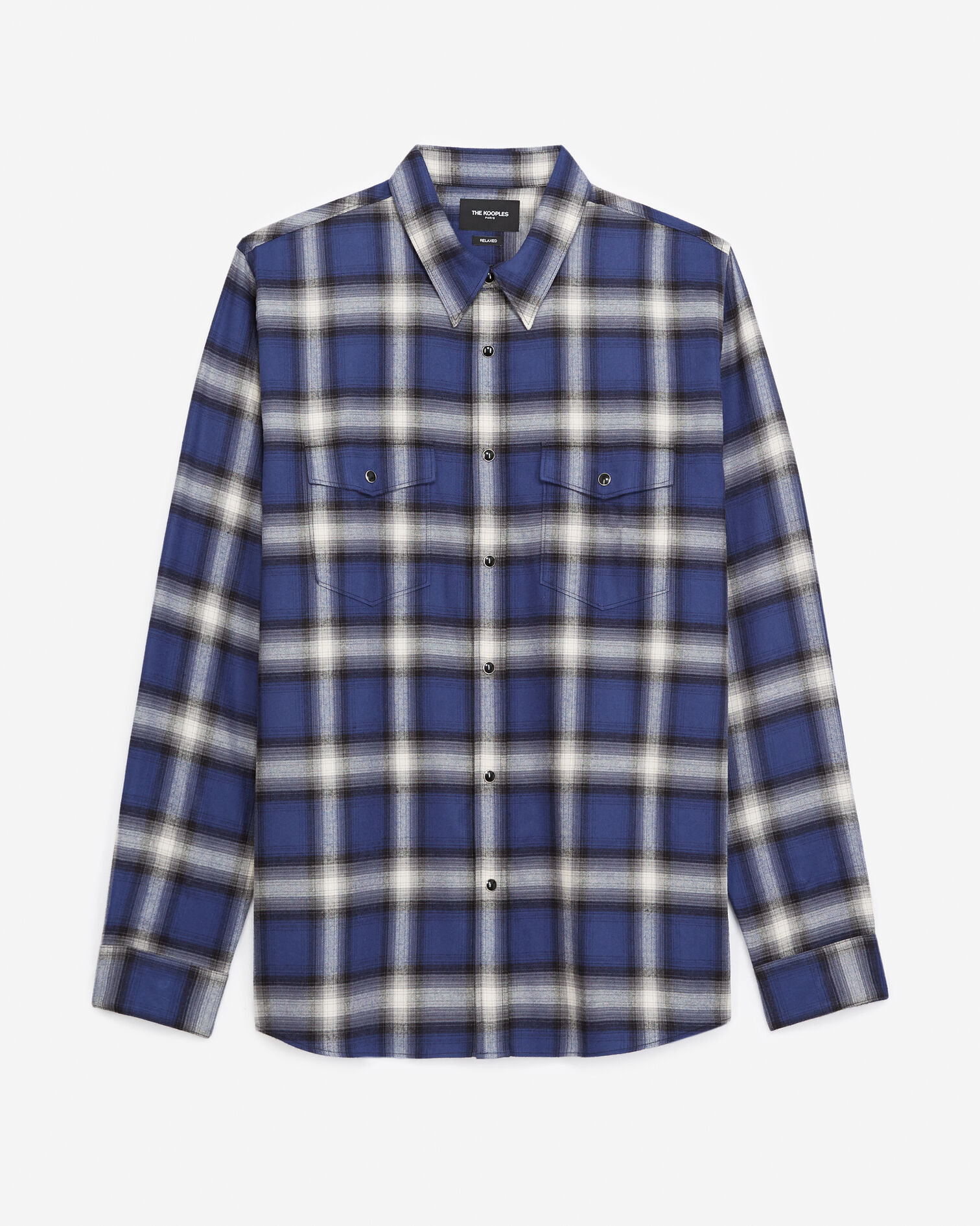 Chemise coton bleu et blanc carreaux, BLUE GREY, hi-res image number null