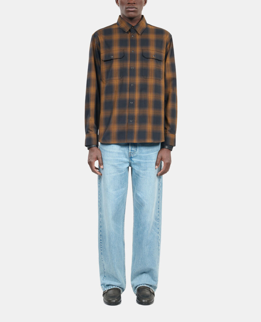 The Kooples HOMBRE DARK BROWN sobrecamisa cuadros negra marr&oacute;n