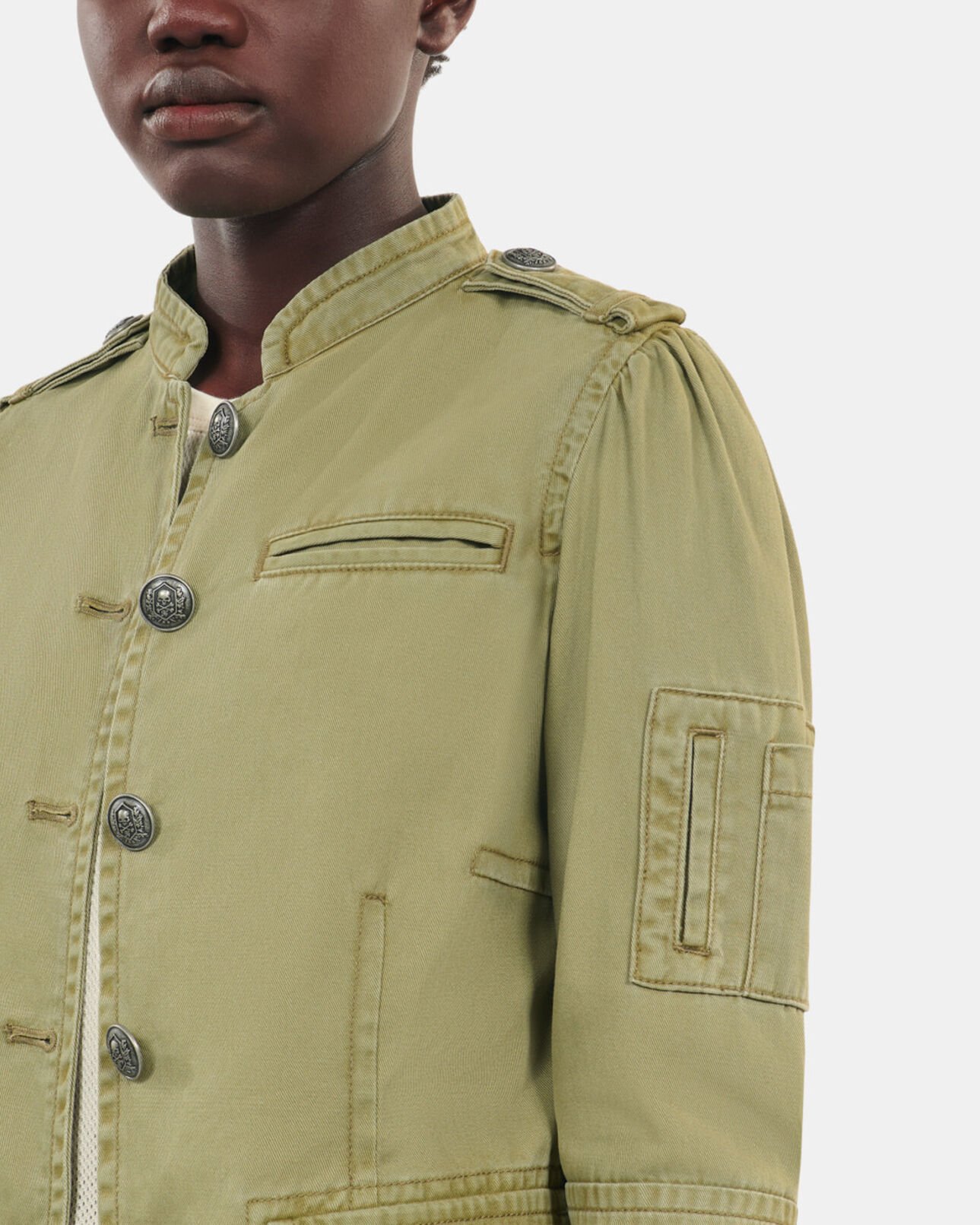 The Kooples WOMEN OLIVE NIGHT khaki officer style jacket
