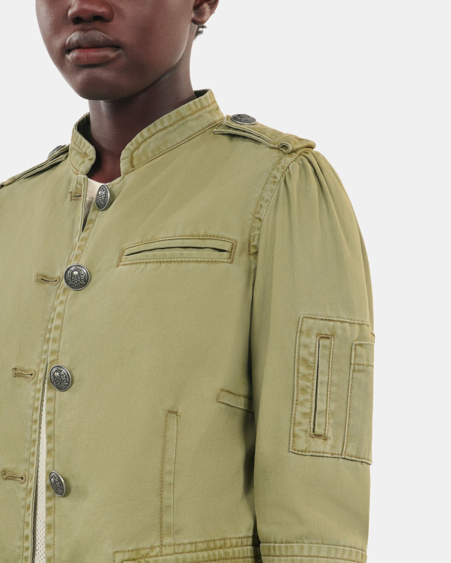 Khaki officer style jacket, OLIVE NIGHT, hi-res image number null