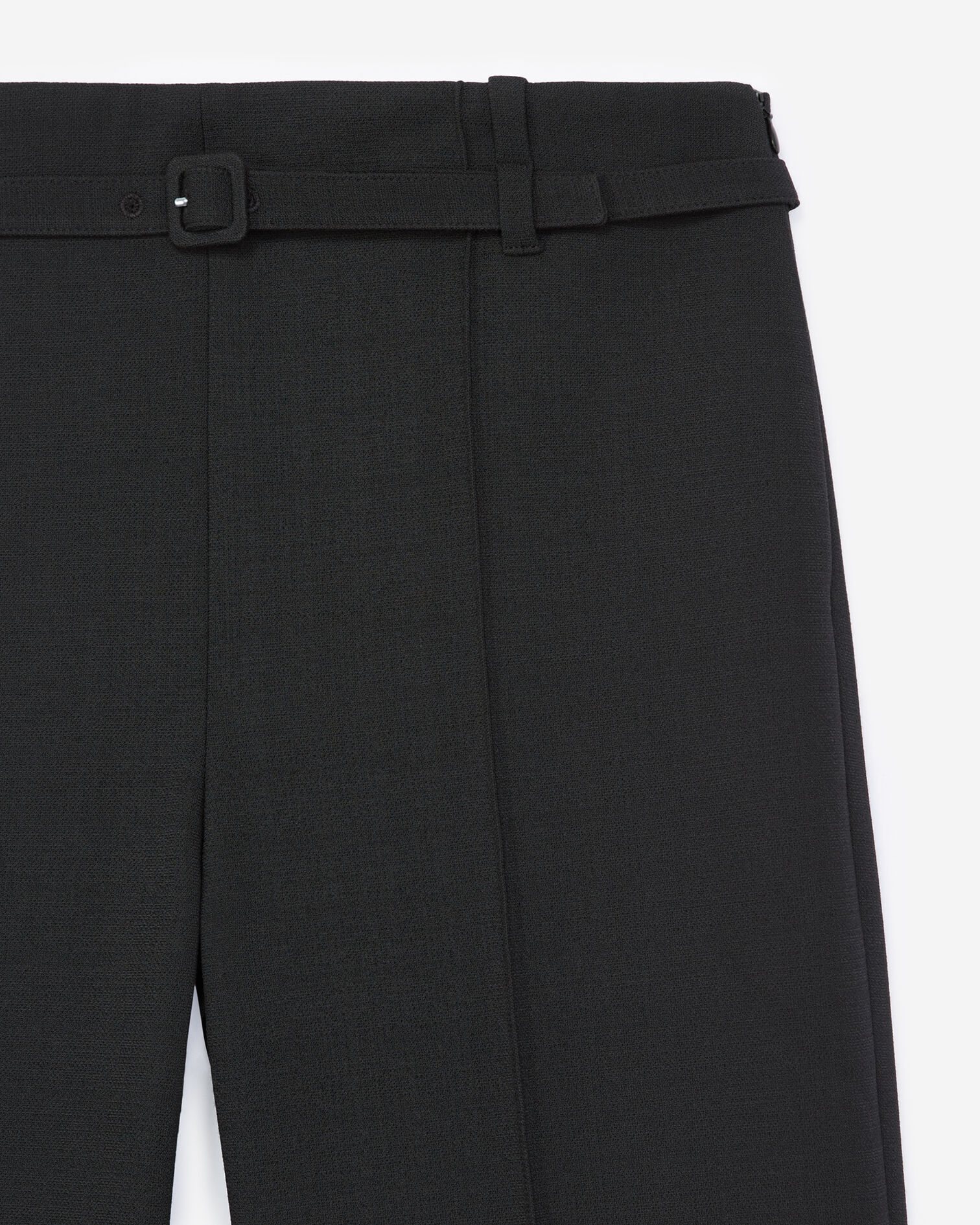 Straight-cut black suit trousers with belt, BLACK, hi-res image number null