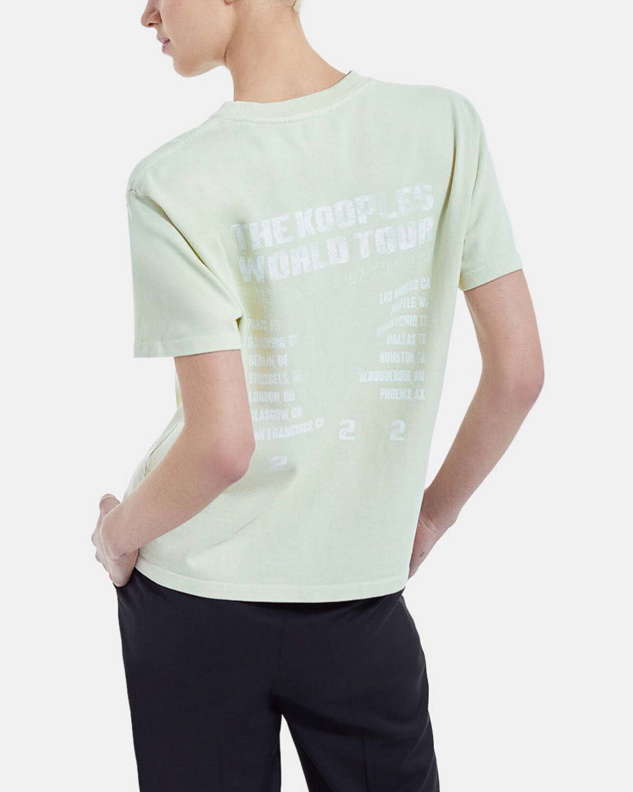 The Kooples FEMME GREEN t-shirt vert menthe coton motif concert