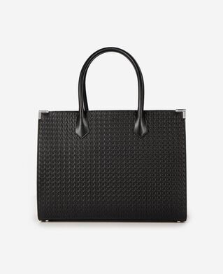 The Kooples F BLACK ming l tote bag in black woven leather