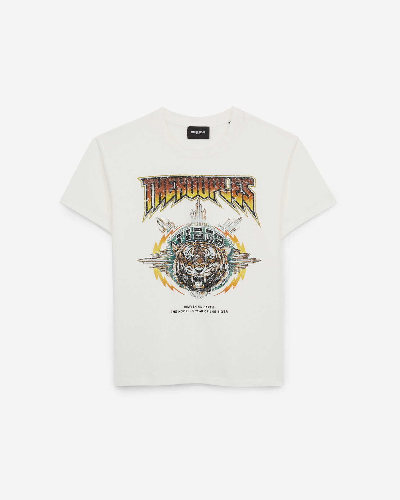 The Kooples WOMEN ECRU loose white t-shirt in cotton w/screen print