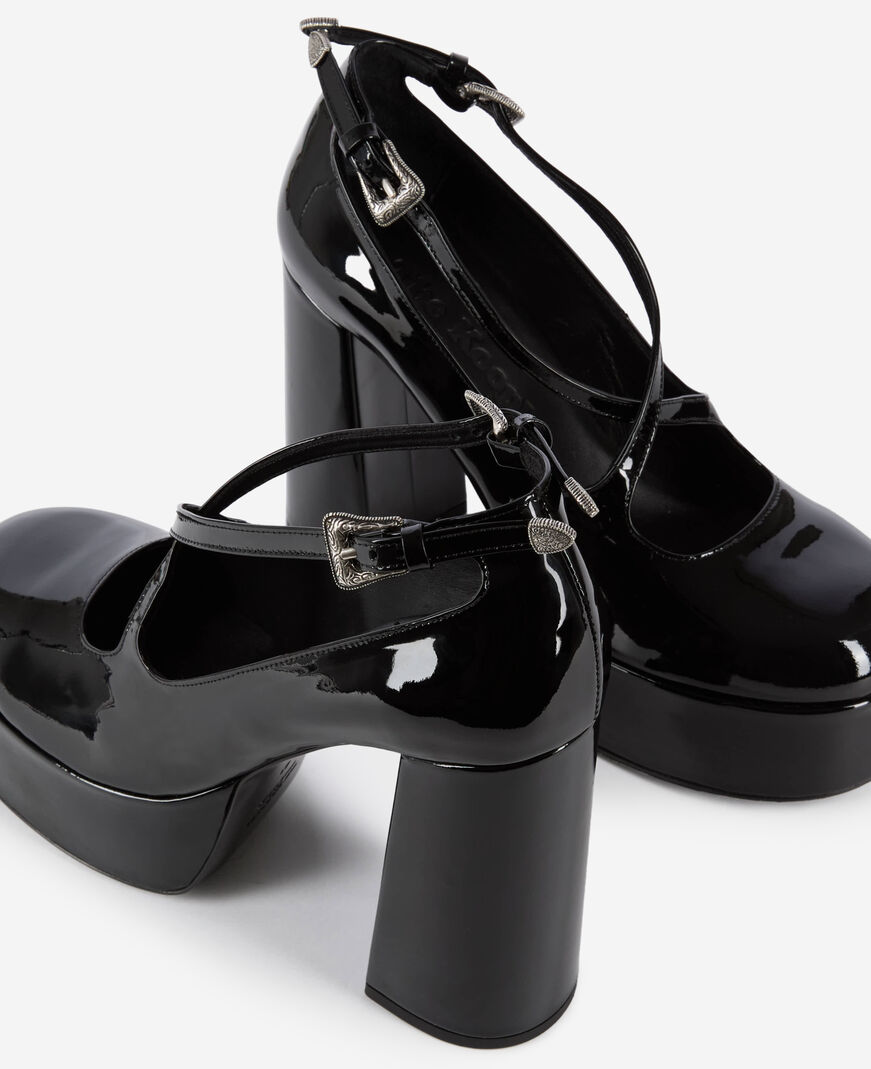 The Kooples F BLACK black patent leather heeled pumps