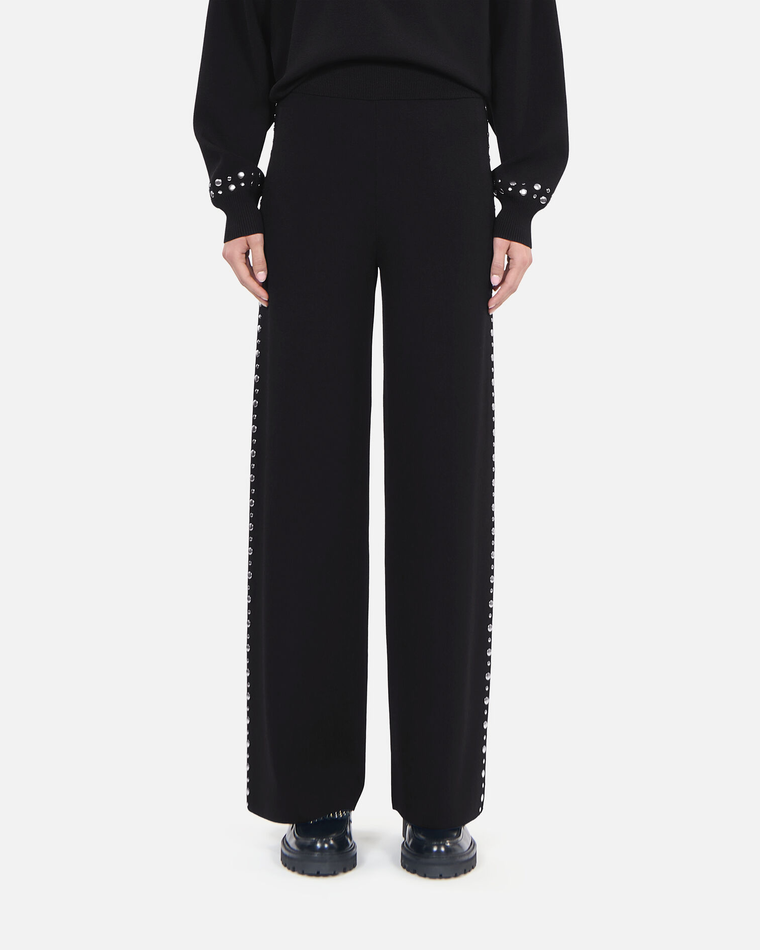 Pantalon en maille noir, BLACK, hi-res image number null