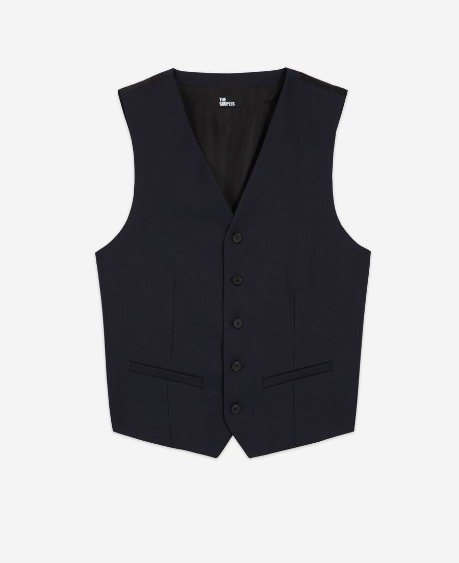 The Kooples HOMME DARK NAVY gilet de costume en laine bleu marine
