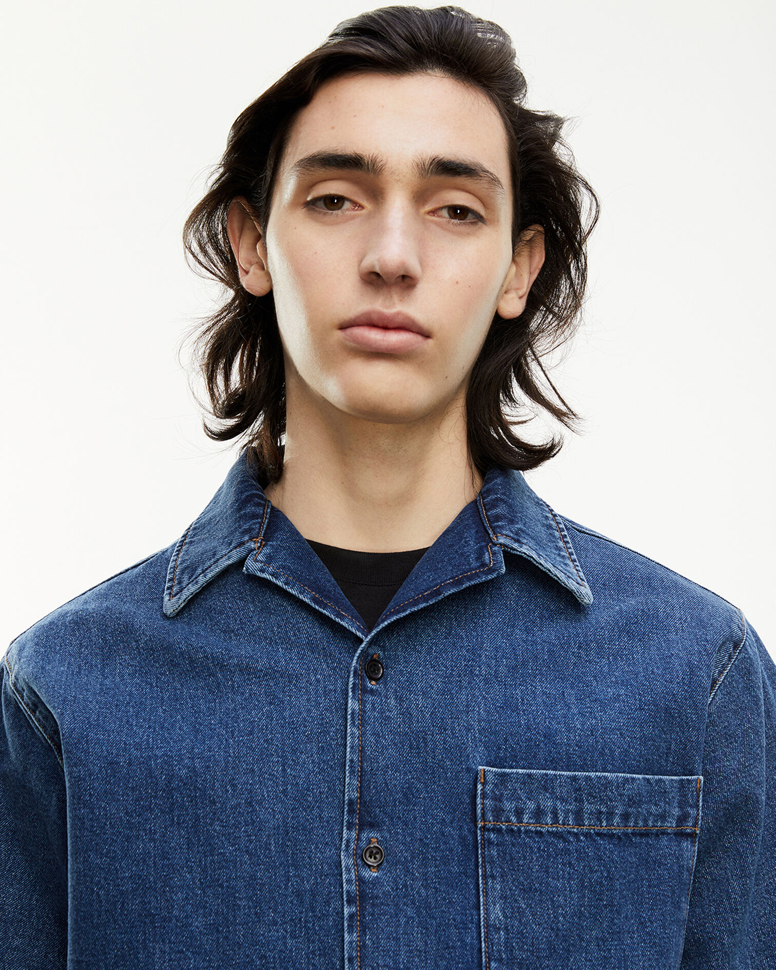 Blue denim shirt with pockets, BLEU INDIGO, hi-res image number null