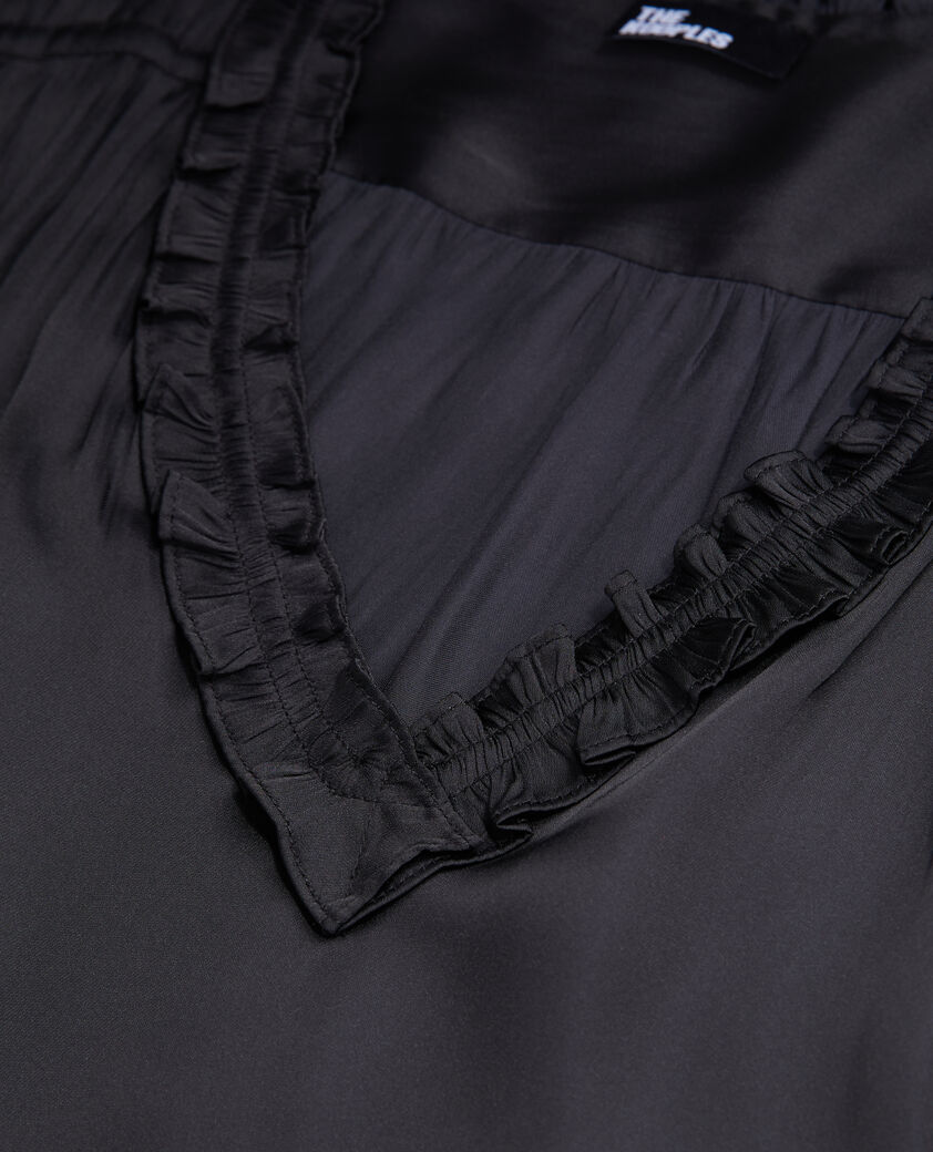 The Kooples DAMEN BLACK schwarzes top mit gerafften details