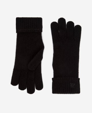 The Kooples MIXED BLACK black cashmere gloves