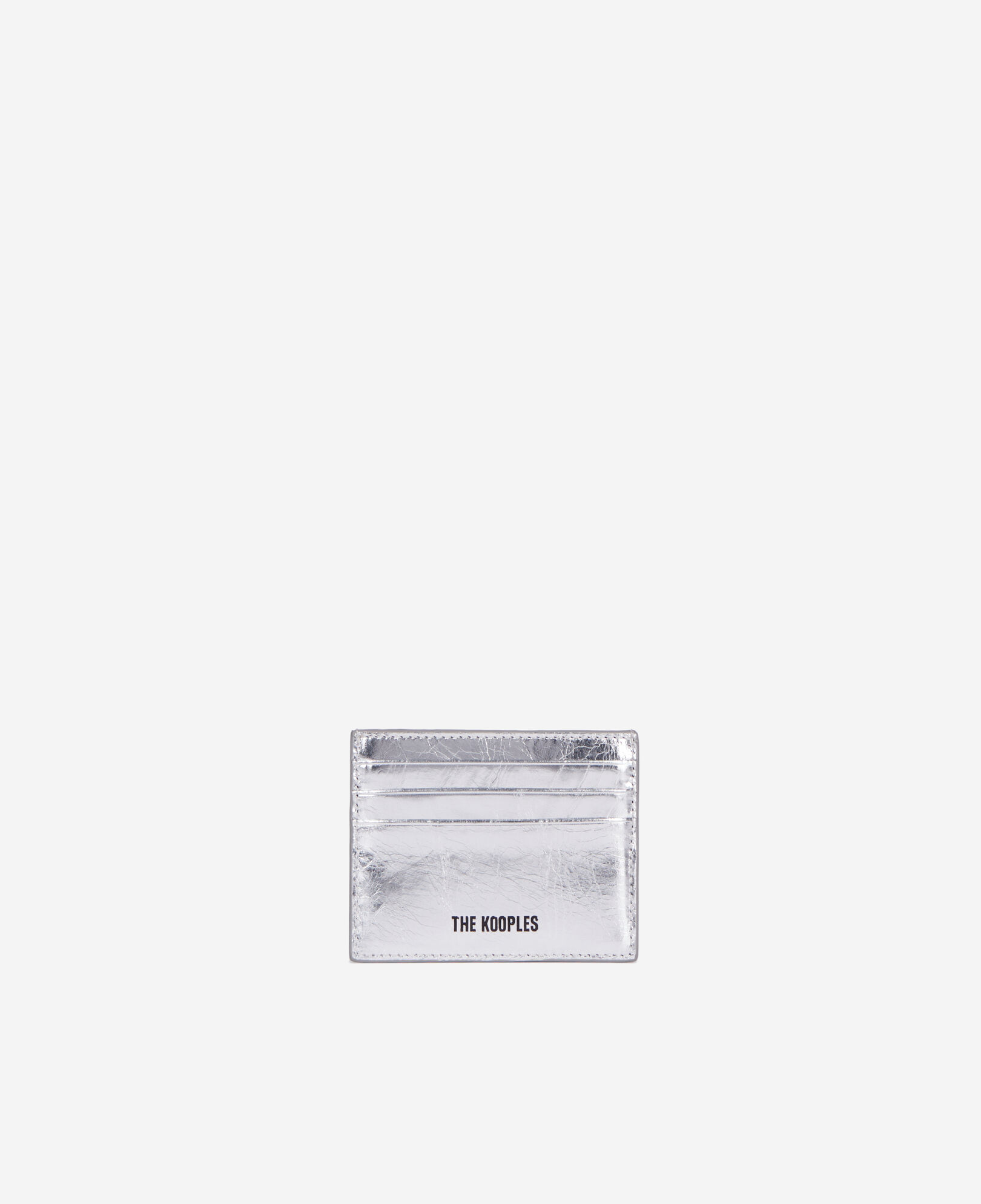 The Kooples WOMEN SILVER silver leather crest card holder