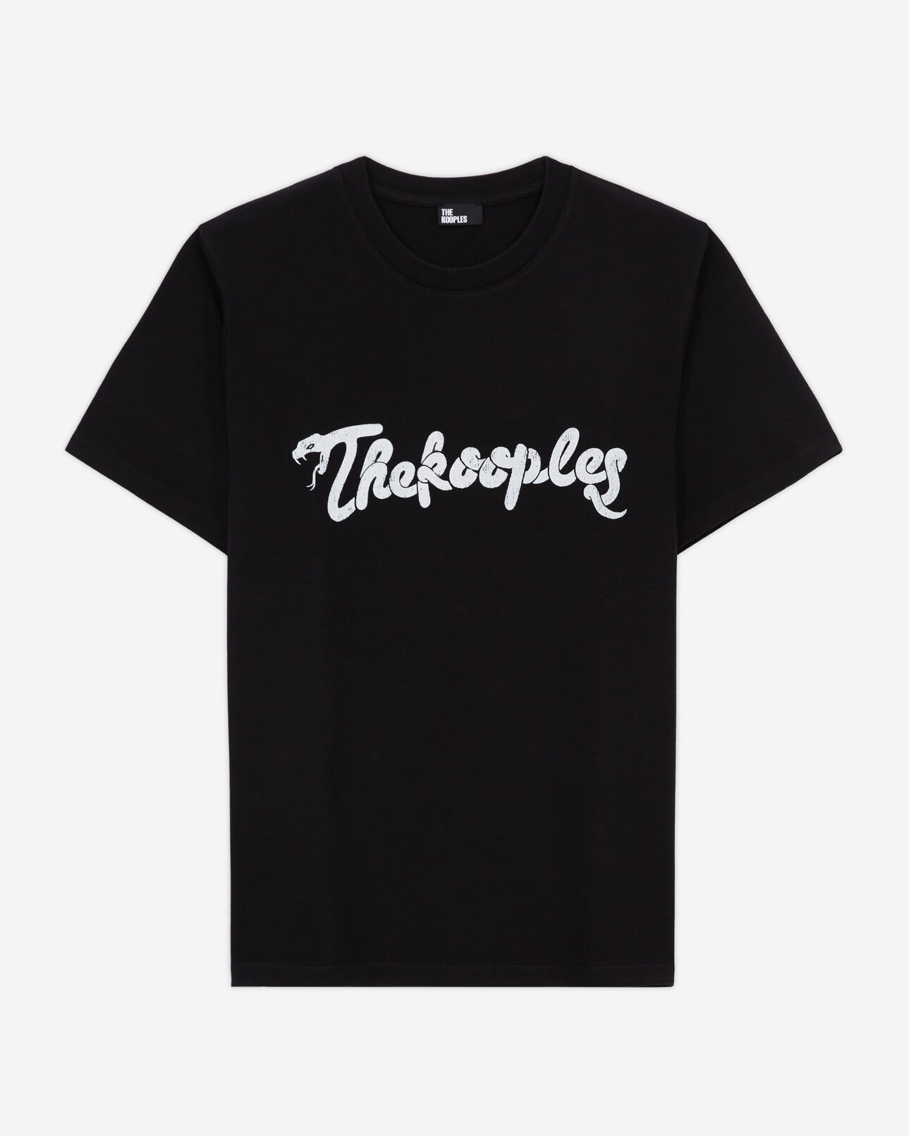 The Kooples MEN BLACK WASHED men's black t-shirt with snake logo print