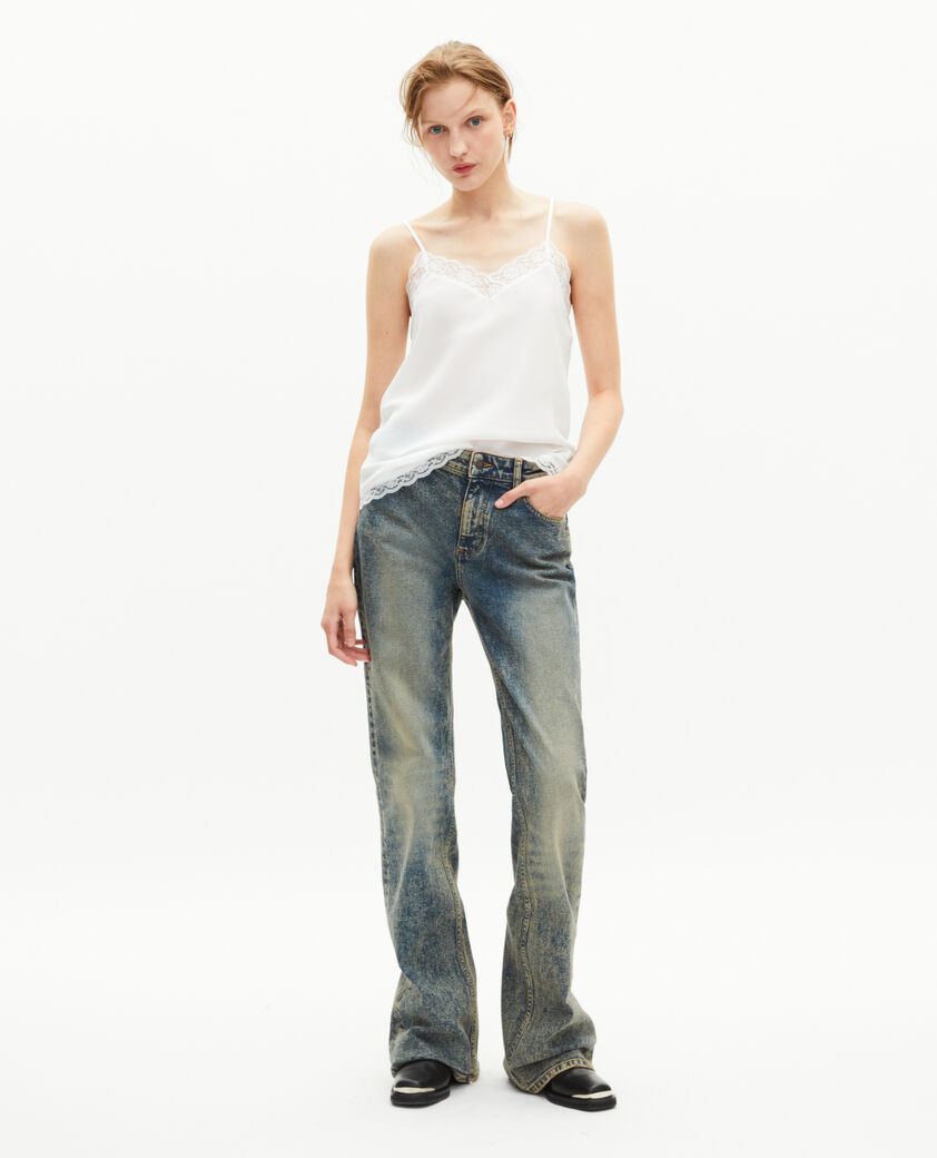 The Kooples DAMEN ECRU ecrufarbenes camisole aus seide und spitze