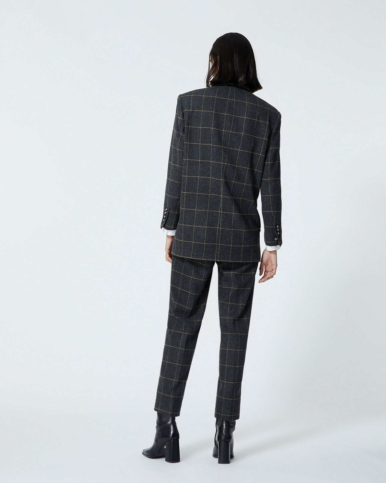 The Kooples WOMEN OCRE flowing jacket with prince-of-wales motif