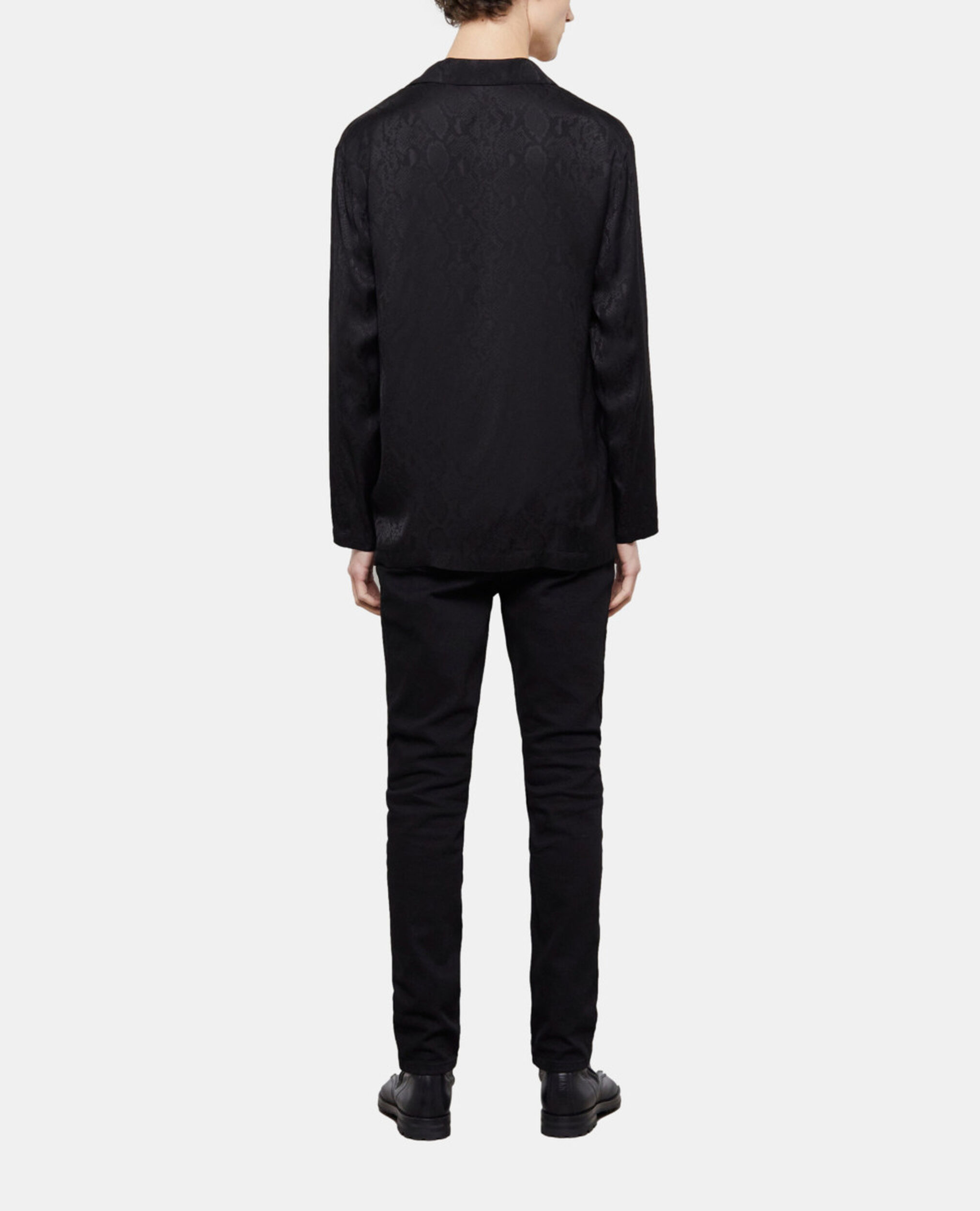 Snakeskin print casual shirt, BLACK, hi-res image number null