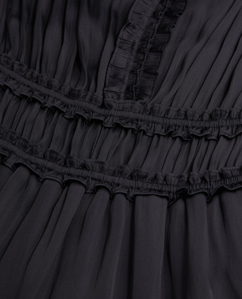 The Kooples WOMEN BLACK long black dress with shirring