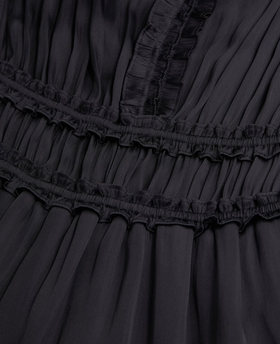 The Kooples WOMEN BLACK long black dress with shirring