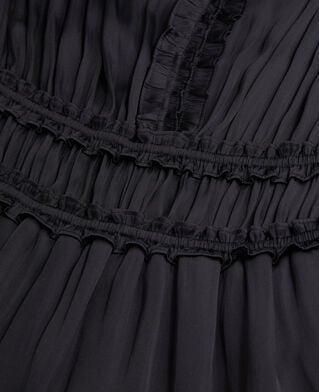 The Kooples WOMEN BLACK long black dress with shirring