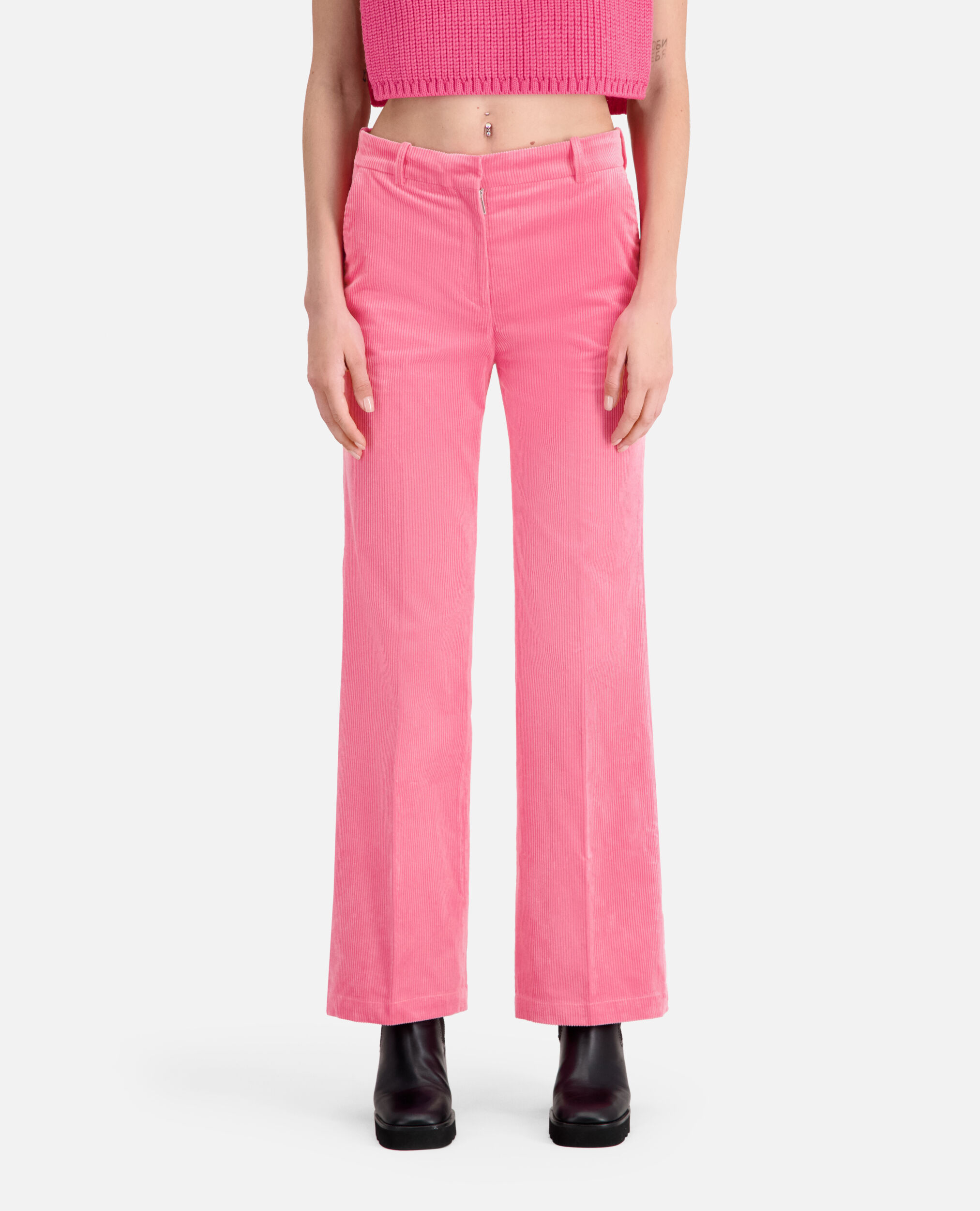 Pantalon rose en velours côtelé, OLD PINK, hi-res image number null