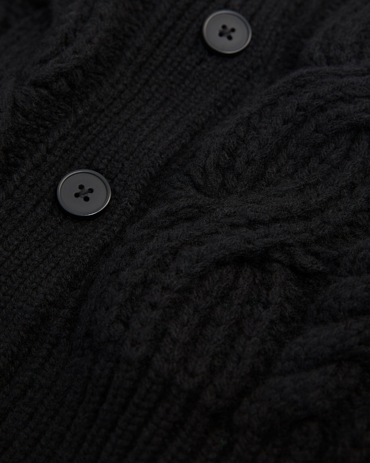 The Kooples WOMEN BLACK cropped black wool cardigan with cable knit