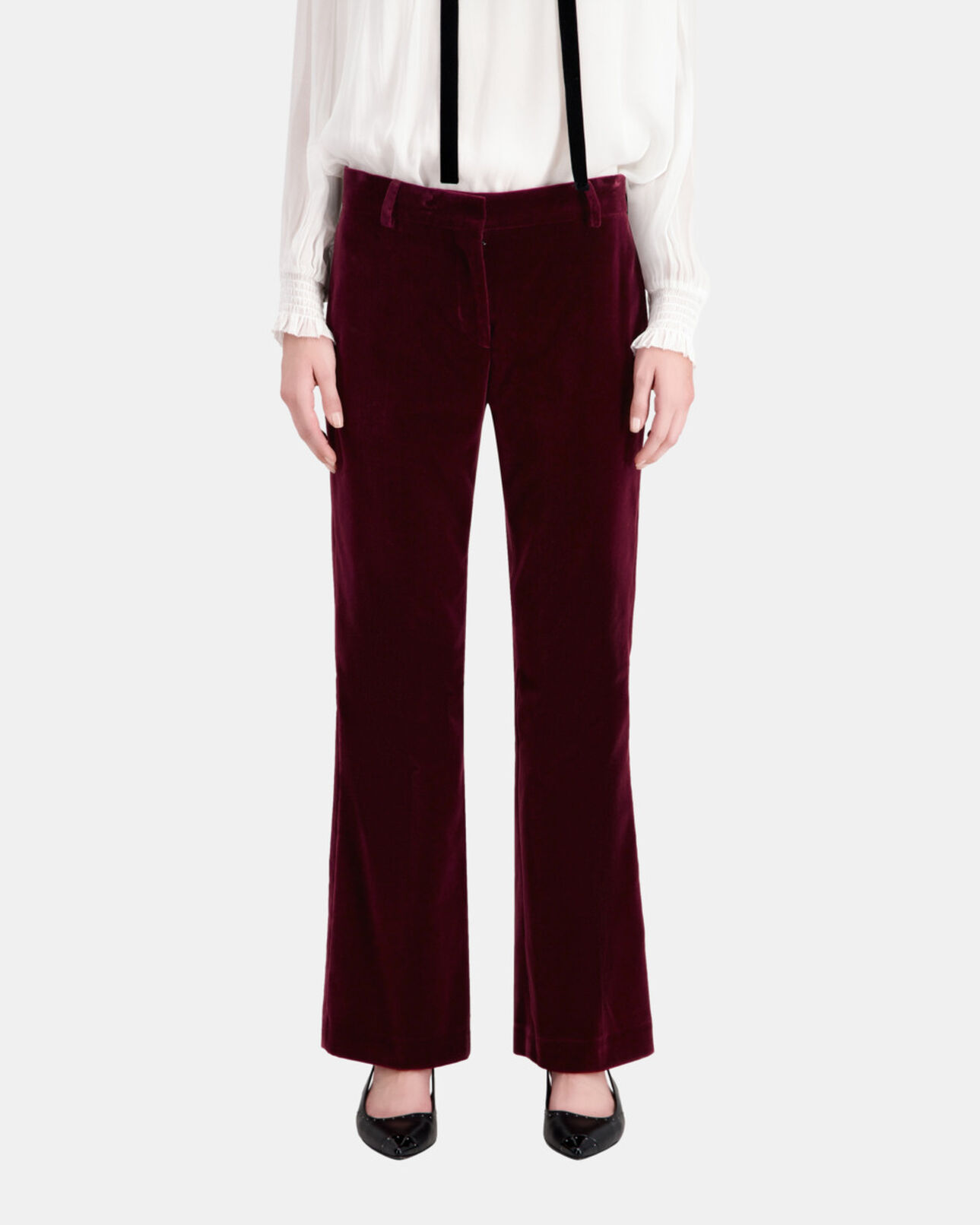 The Kooples FEMME BURGUNDY pantalon tailleur bordeaux en velours