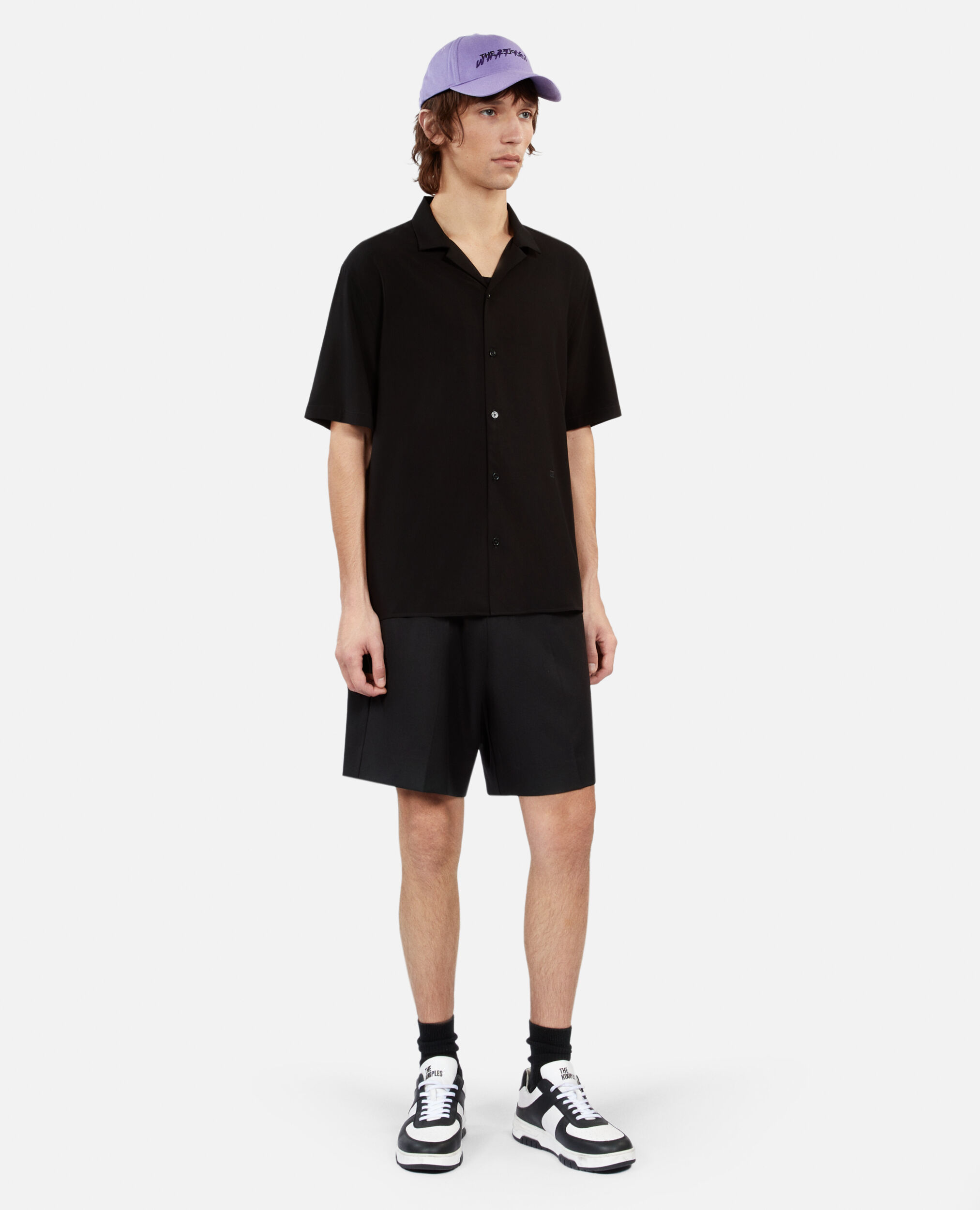 Black short-sleeved shirt, BLACK, hi-res image number null