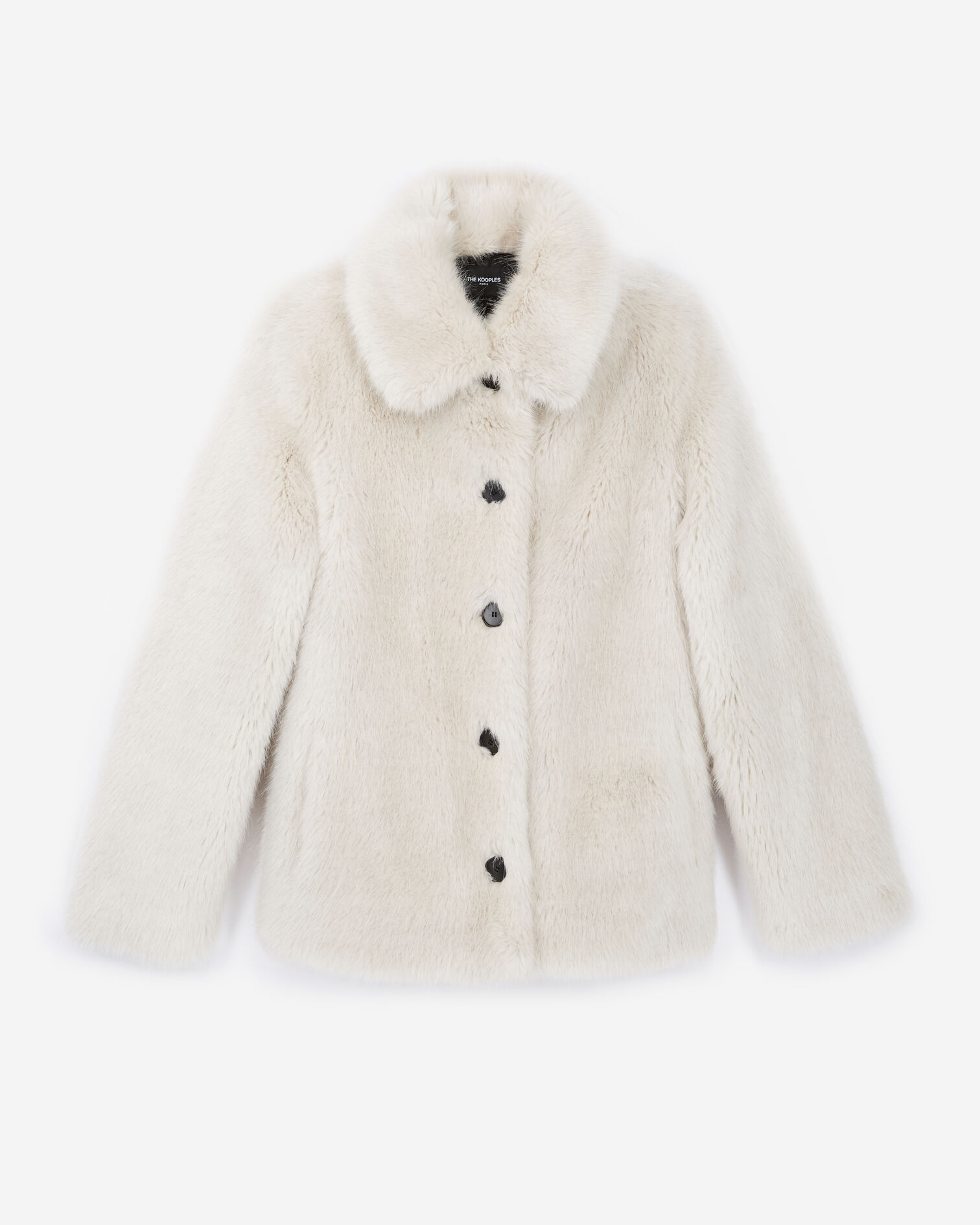 White faux fur coat, WHITE, hi-res image number null