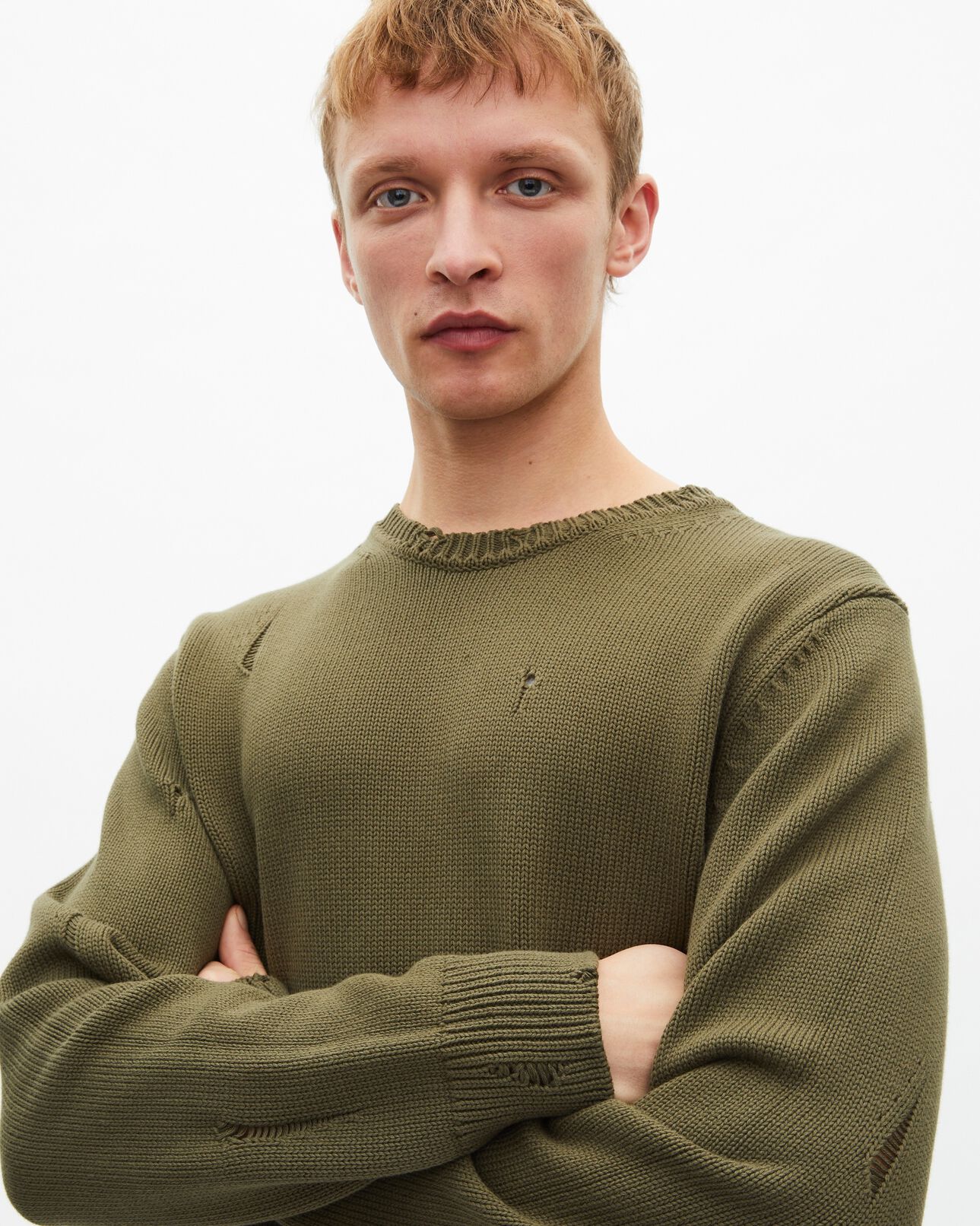 The Kooples MEN KAKI khaki openwork sweater