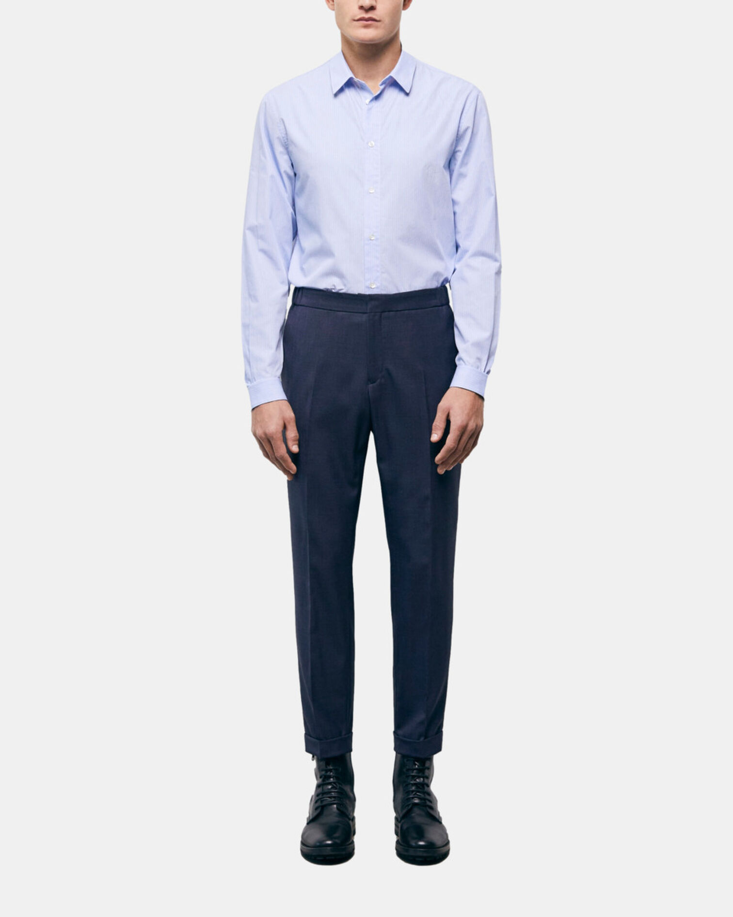 Navy blue wool suit pants, NAVY, hi-res image number null