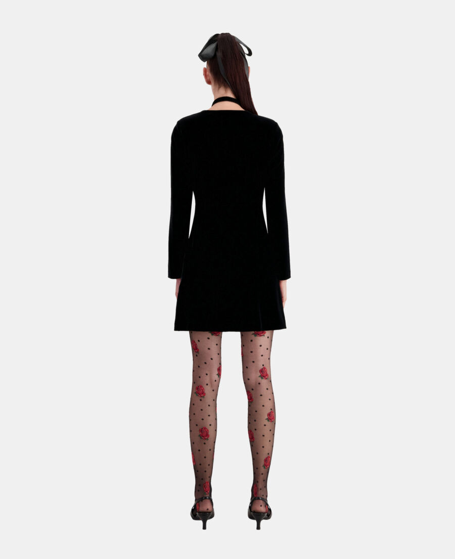 The Kooples WOMEN BLACK short black velvet dress