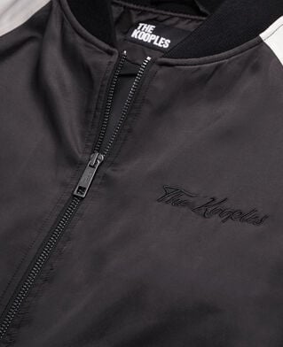 The Kooples MUJER BLACK chaqueta satinada negra blanca bordado dragon