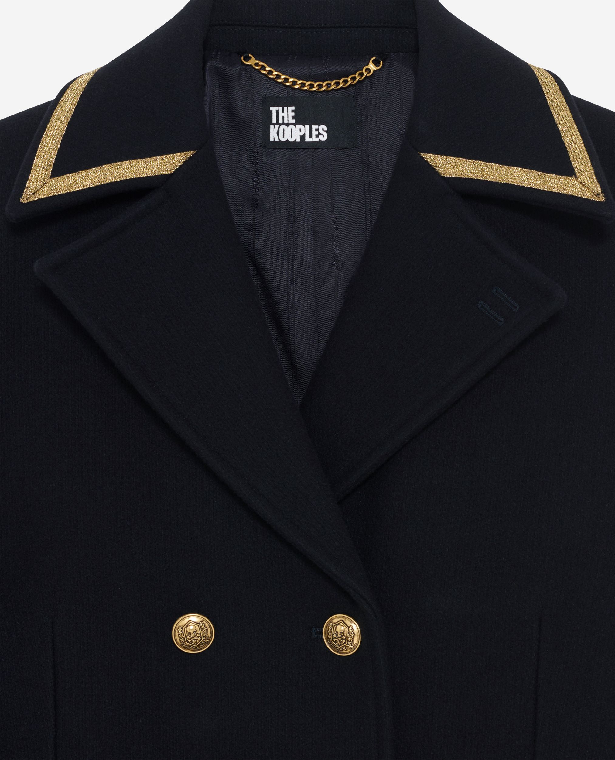 Navy wool officer's pea coat | The Kooples US