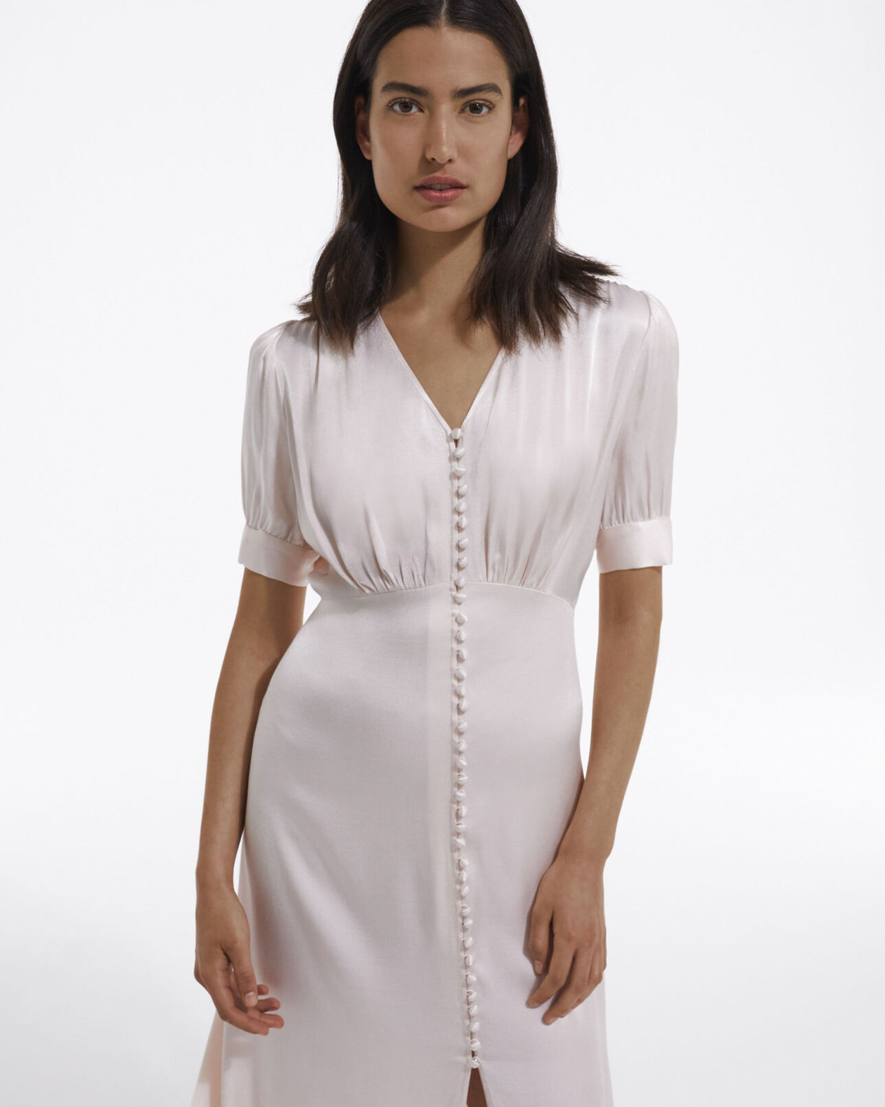 The Kooples WOMEN LIGHT PINK light pink long short-sleeved dress