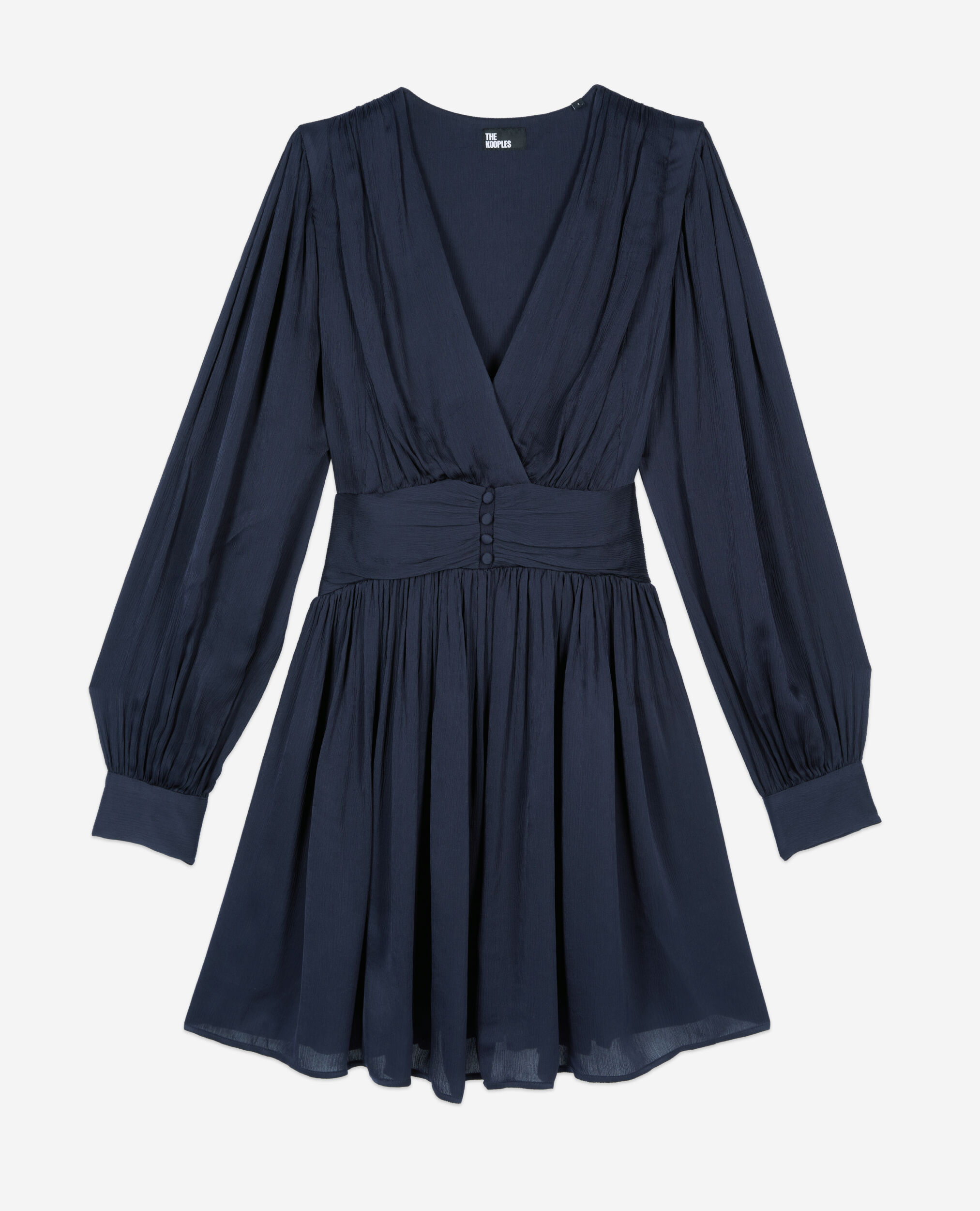 Navy blue crinckle short dress, DARK NAVY, hi-res image number null
